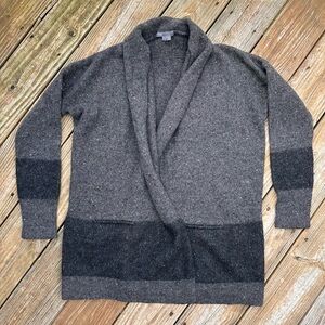 Vince Two-Tone Wool Cashmere Mohair Blend Shawl Cardigan
